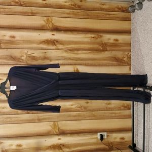 Modcloth Navy Blue Jersey Knit Surplice Jumpsuit